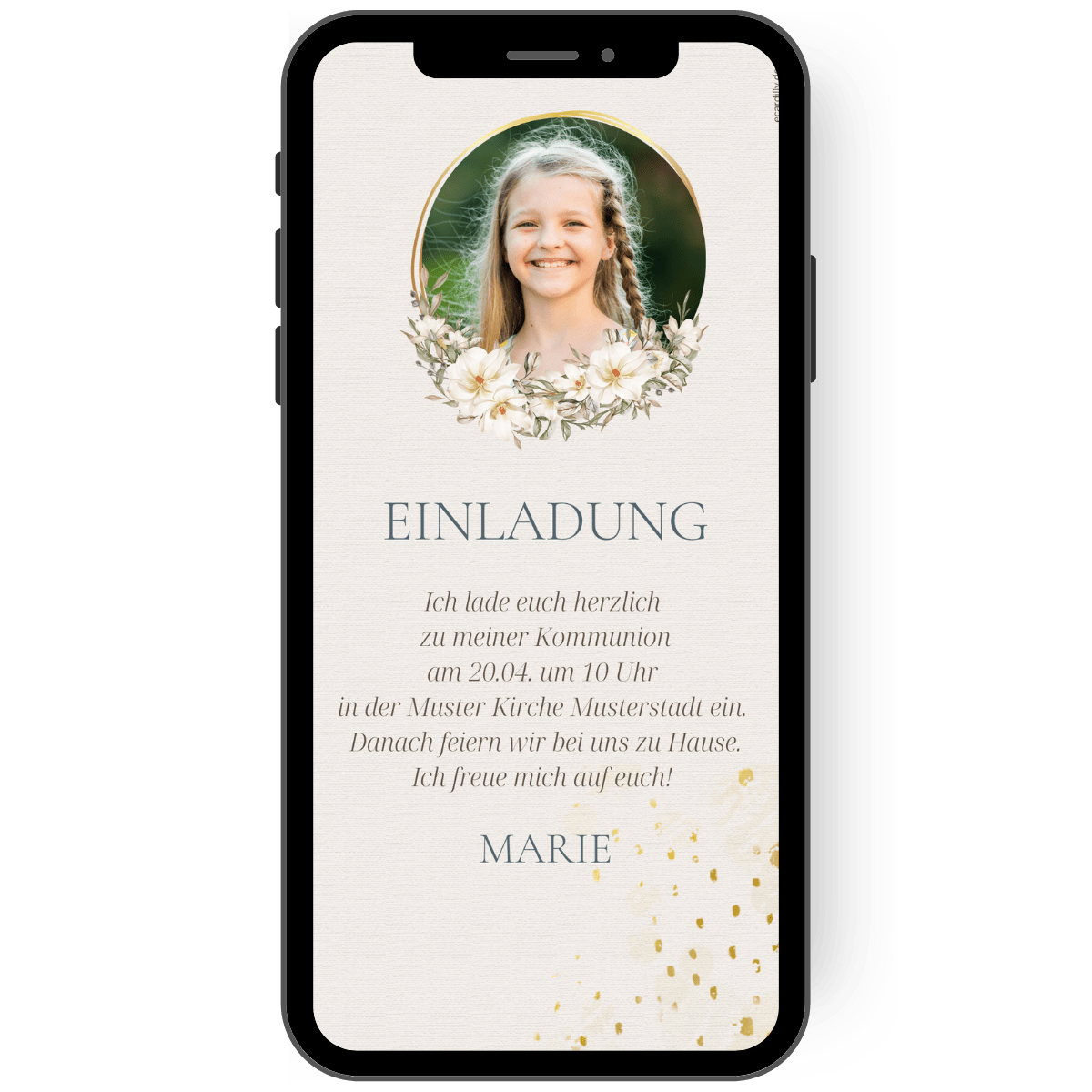 digital invitation to first communion with your own photo eCARDILLY