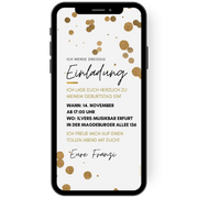 WhatsApp Einladung zum Geburtstag zum 30, 40, 50. Geburtstag. Tolle Einladungskarte in gold und mit edlen Konfettipunkten. de