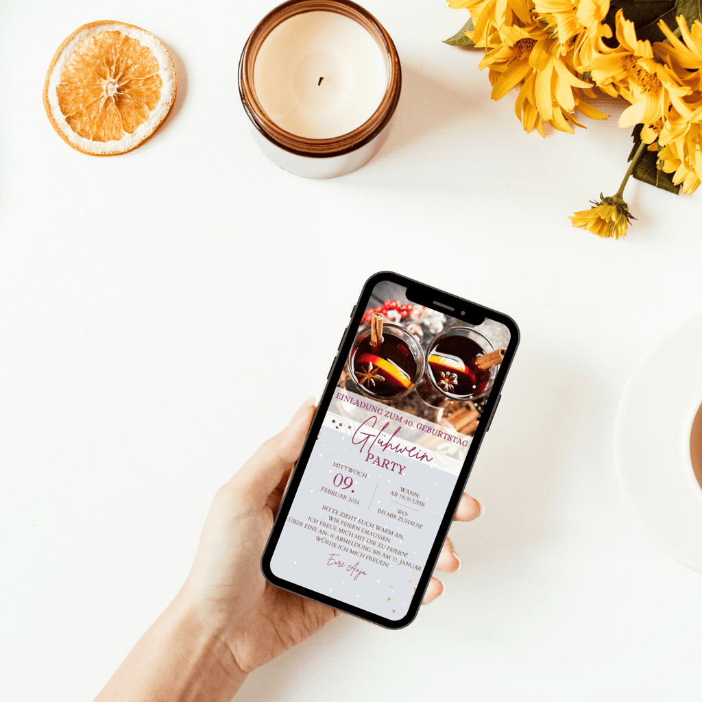 Digitale Einladung zur winterlichen Outdoor-Glühweinparty – Umweltfreundlich und herzlich. Hol dir unsere WhatsApp Vorlage für die papierlose eCard. de