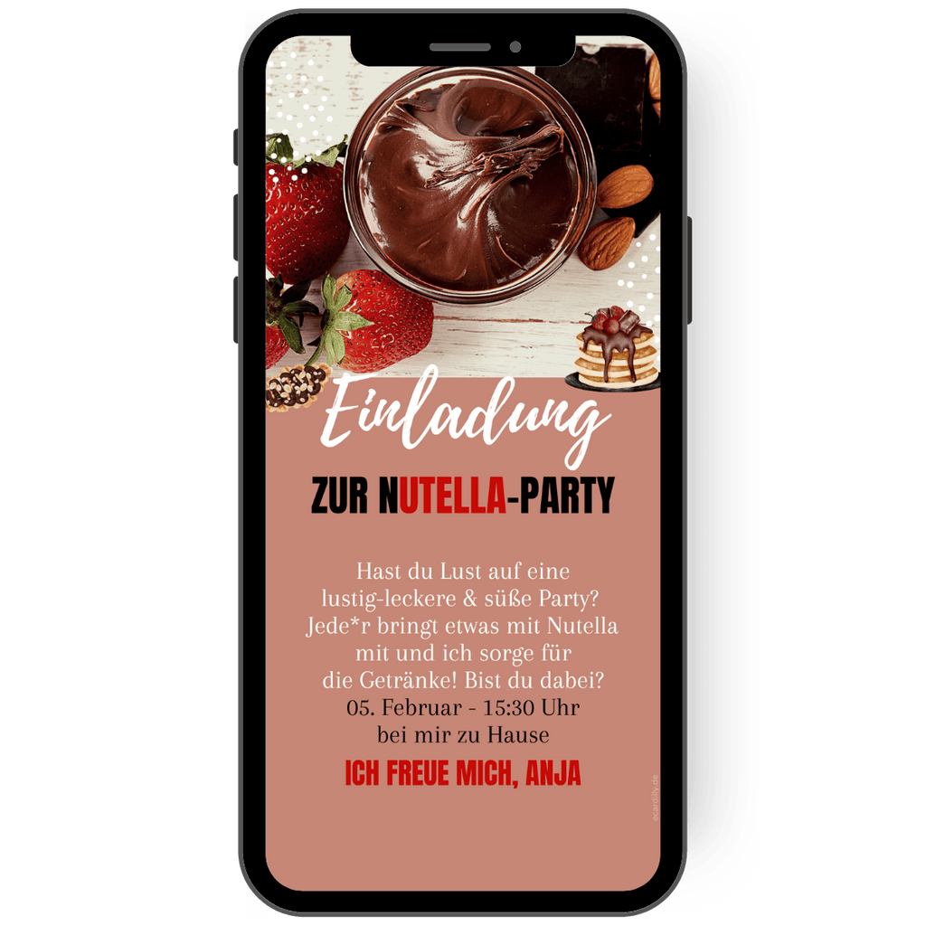 eCard - Einladung zur Nutella Party - Brunch - Nutella - Rot - Schwarz