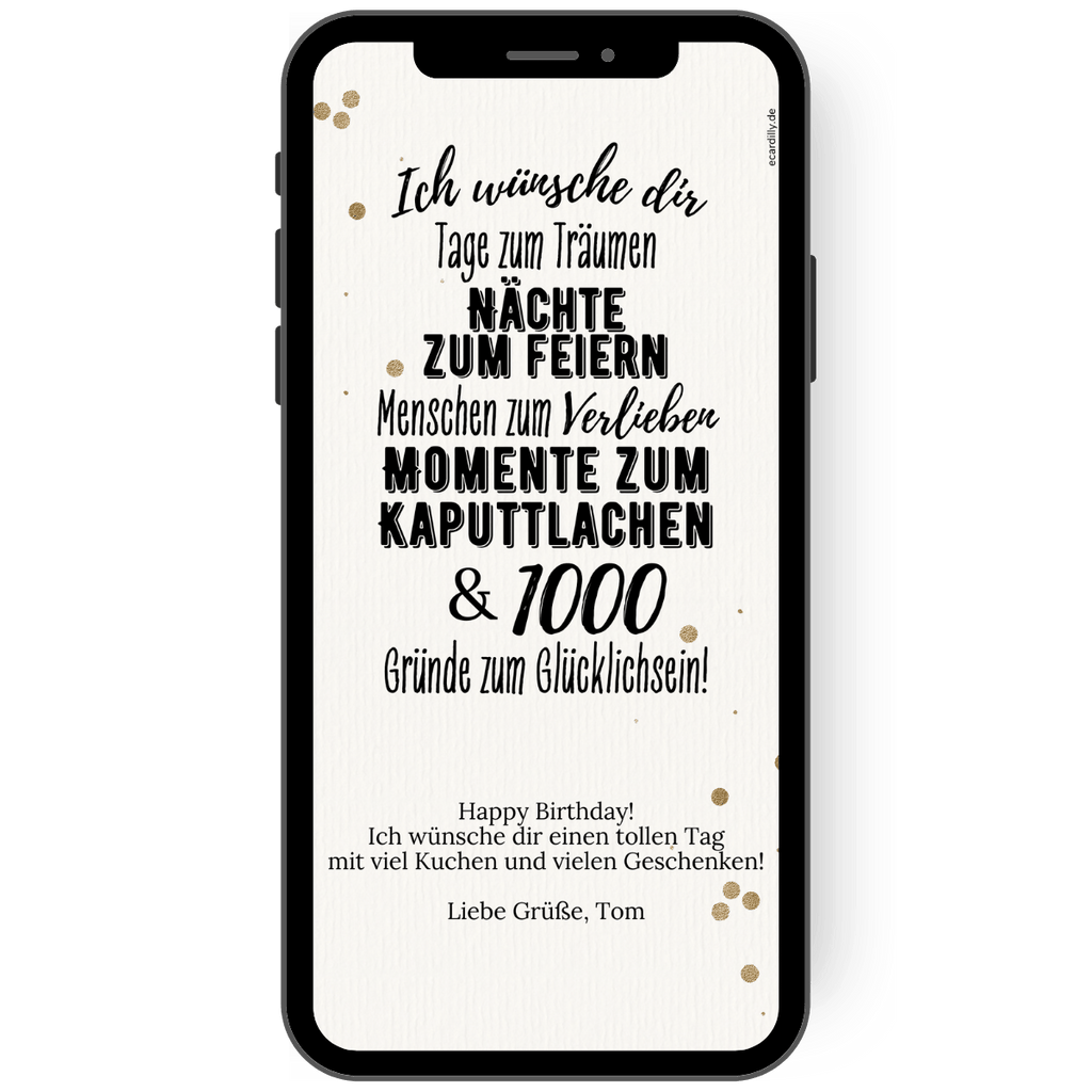 Digitale Glückwunschkarte mit einem schoenem Geburtstagsspruch