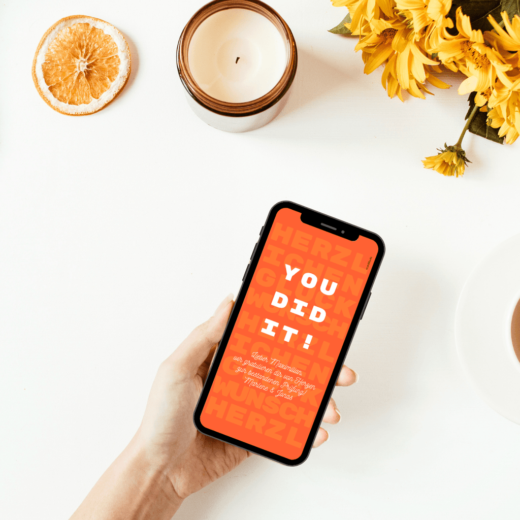 Tolle Glückwunschkarte zur bestandenen Prüfung mit You did it in rot