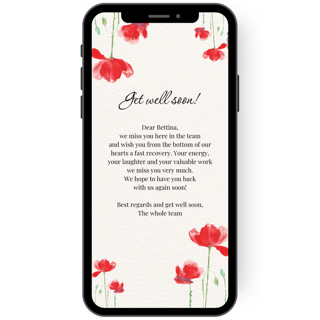 Get well soon card for WhatsApp with beautiful poppies