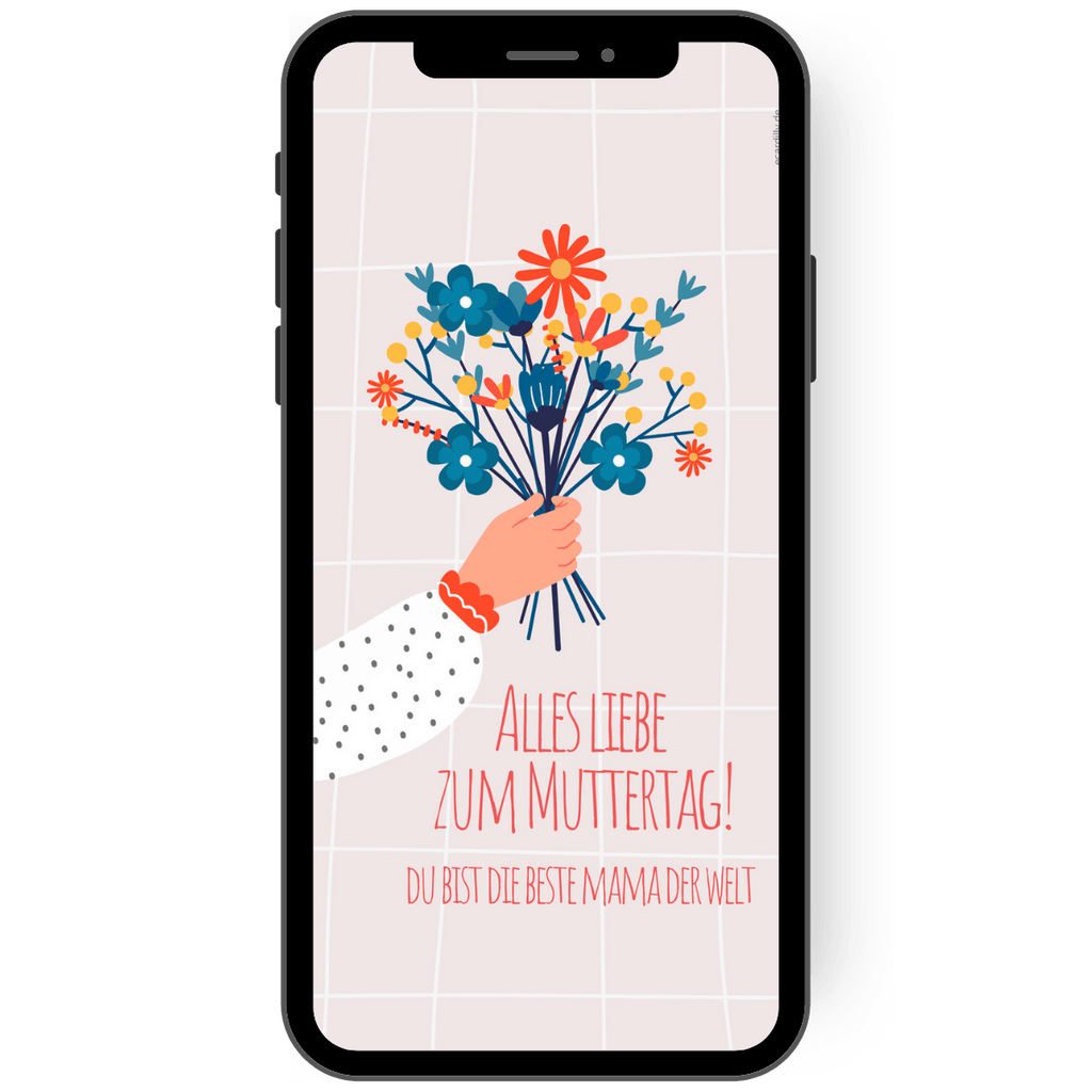 Digitale Muttertagskarte mit Blumenstrauss und persoenlichen worten bunte blumen digitale karte