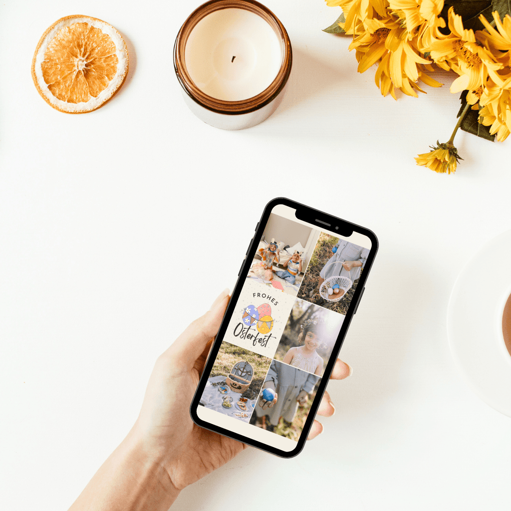 WhatsApp Ostergruesse mit Fotos und Ostereiern.
