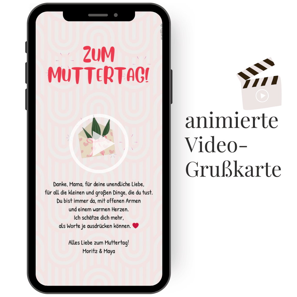 Video Muttertagskarte mit liebevoll gestaltetem Blumenbrief und musikalischer Begleitung