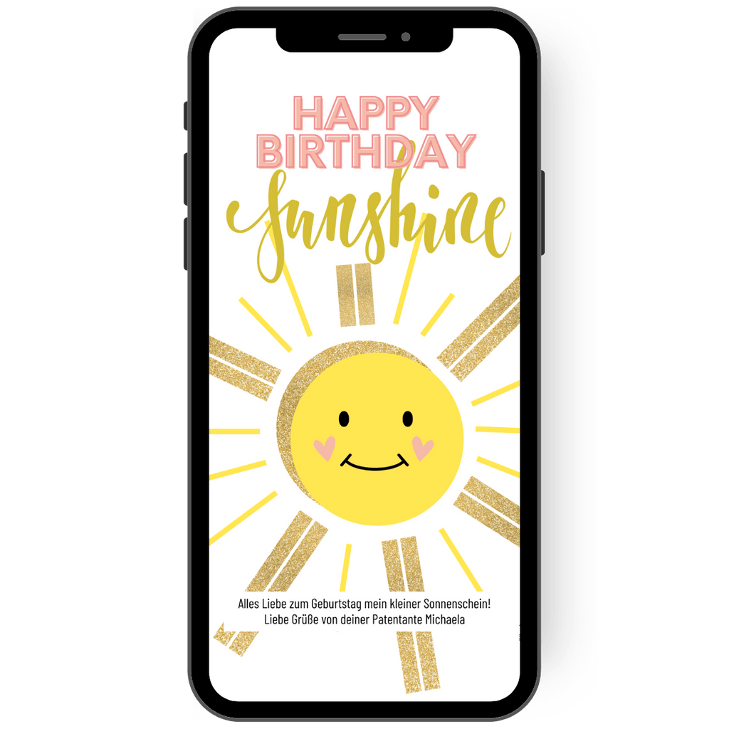 digitale grusskarte sonne sonnenschein geburstag papierlos