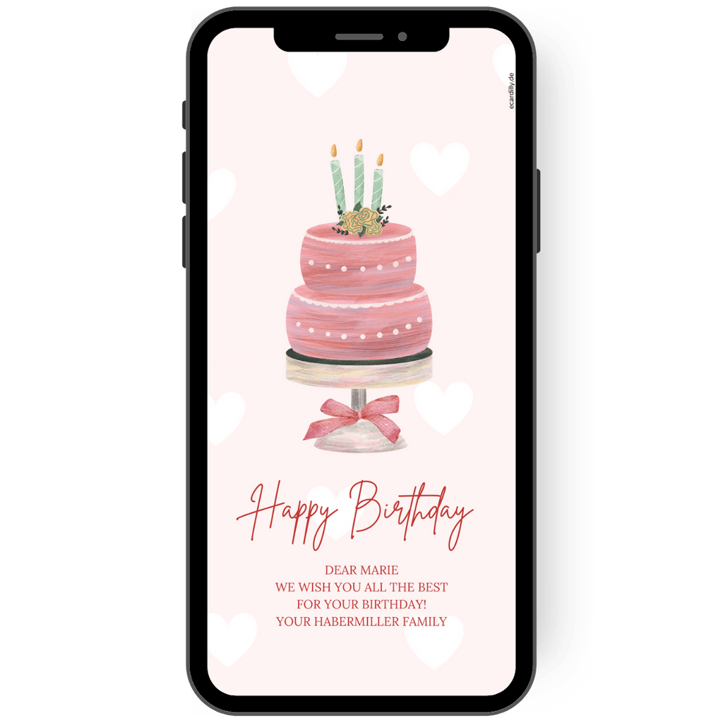 Great heartfelt WhatsApp birthday card with cake and candles
