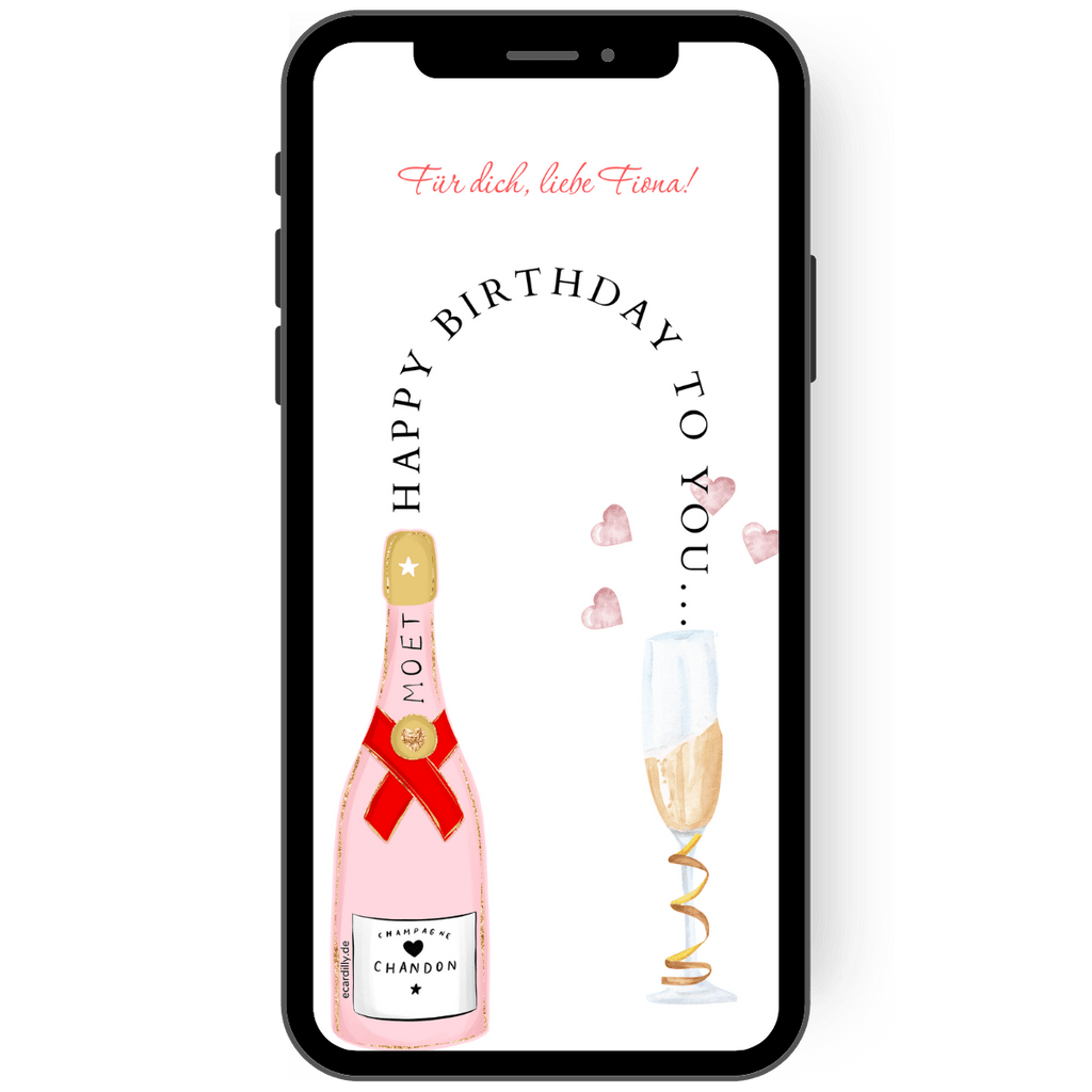 Tolle Geburtstagsgrusskarte WhatsApp fuer Frau, Ehefrau, Freundin mit rosa Herzen