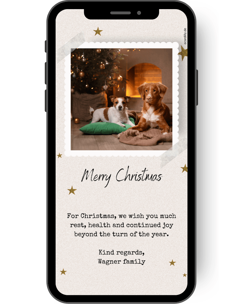 Advent - Merry Christmas - moments of happiness - gold - kraft paper - with photo - seasonal - star - Christmas - Christmas card - Christmas post en
