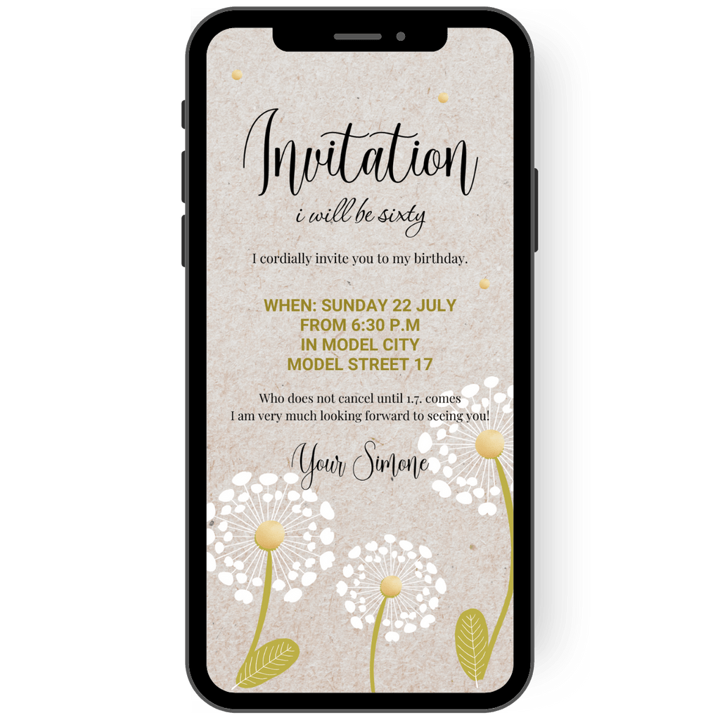 Tolle Einladungskarte mit Kraftpapier Hintergrund und Pusteblumen
