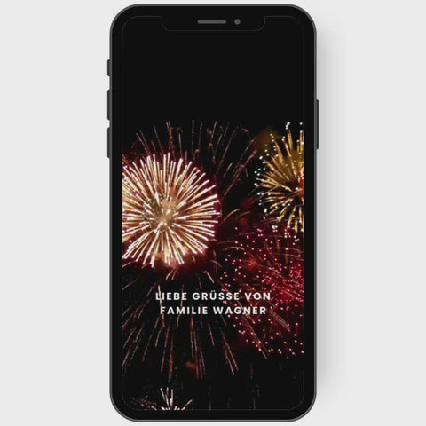 Silvester Karte als Video Karte mit Feuerwerk
