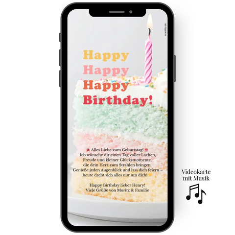 Video Geburtstagsgruß mit Torte und Happy Birthday