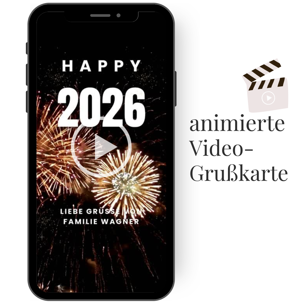 Silvester Karte als Video Karte mit Feuerwerk