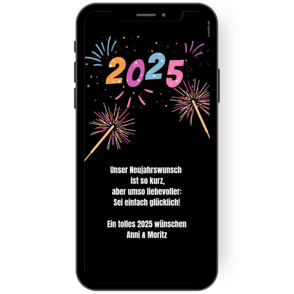 Tolle Silvesterkarte mit bunten Wunderkerzen