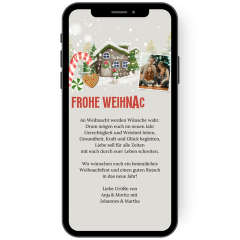 Video Weihnachtskarte mit liebevollen Layouts und Foto per WhatsApp versenden