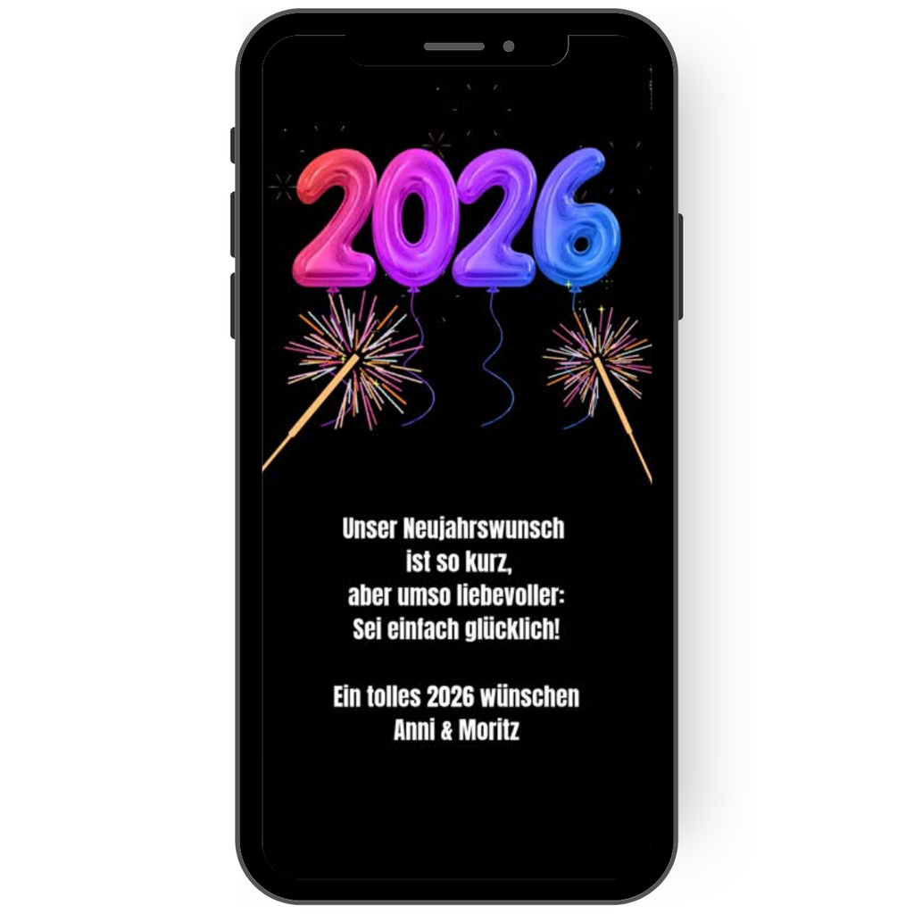 Tolle Silvesterkarte mit bunten Wunderkerzen