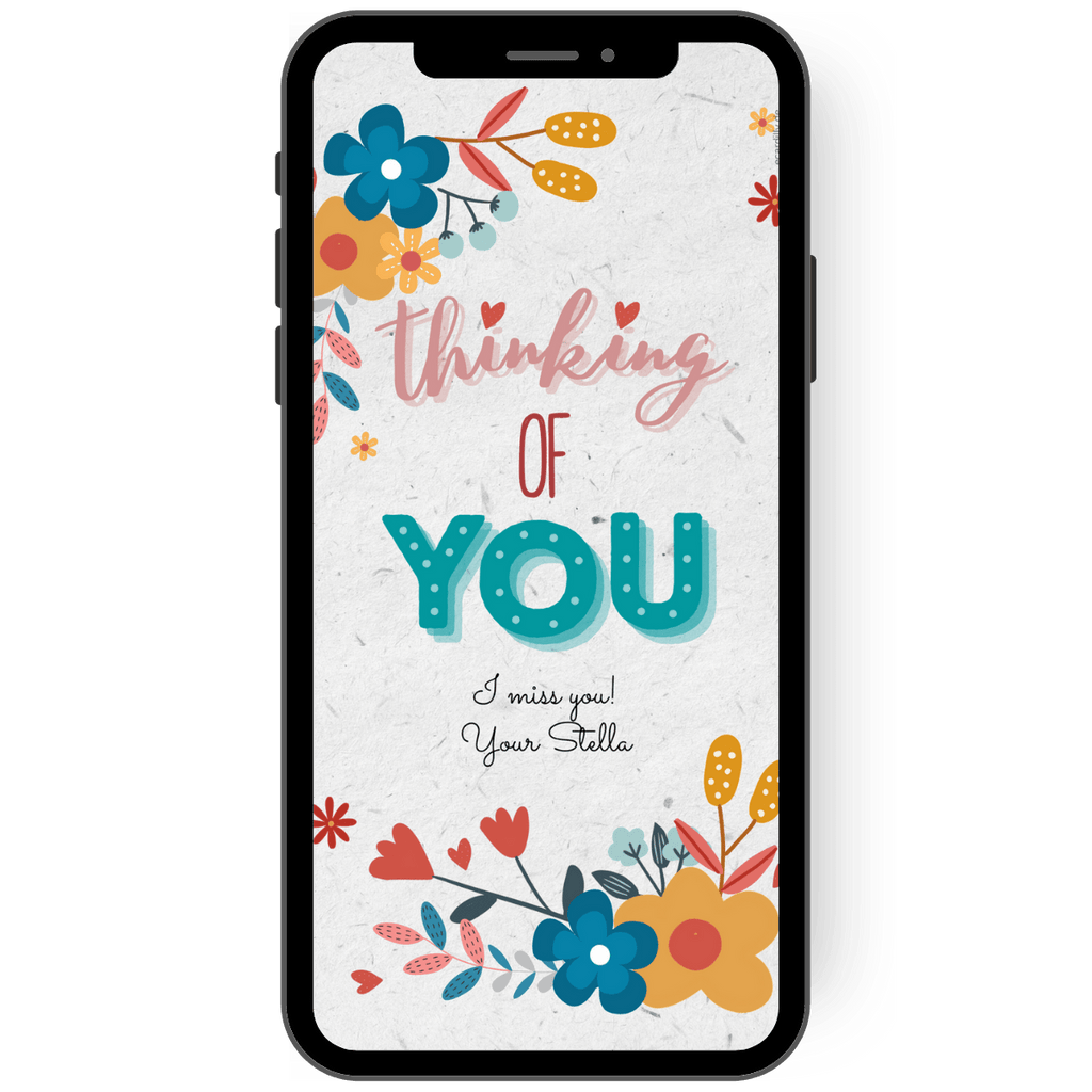 Thinking of you - Get well card - I think of you card with great floral pattern and a beautiful calligraphy font. en