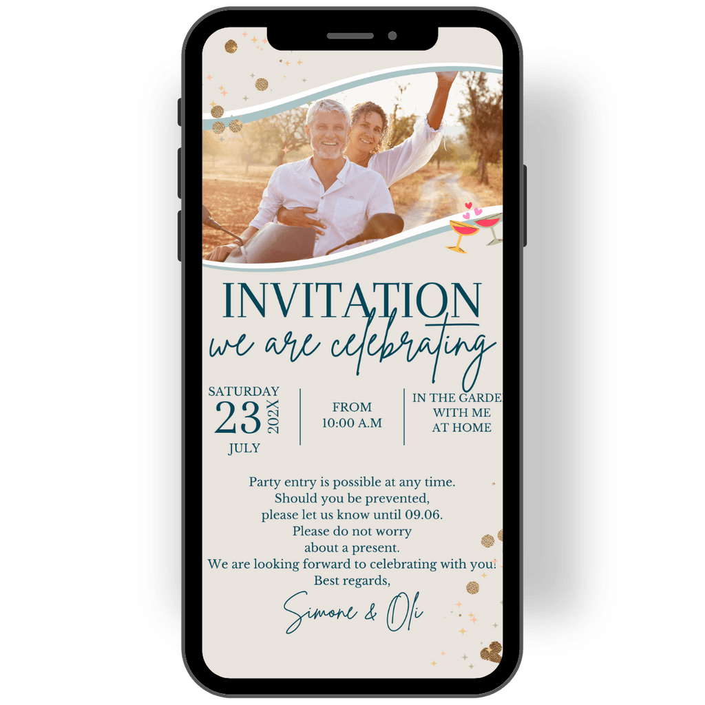 Beautiful double birthday invitation with photo in soft colors