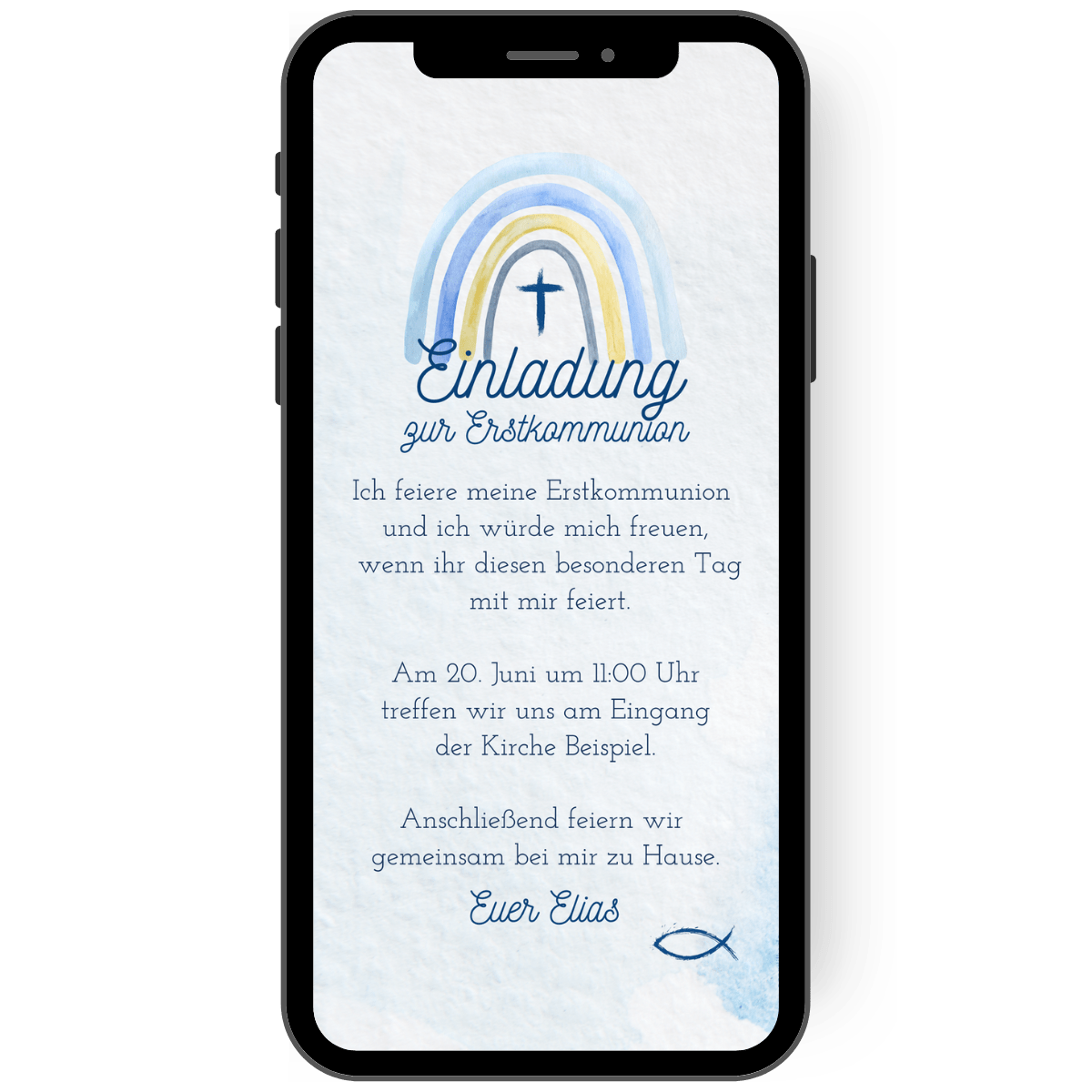 Einladungskarte Kommunion mit Regenbogen - in 3 Klicks erstellt – eCARDILLY