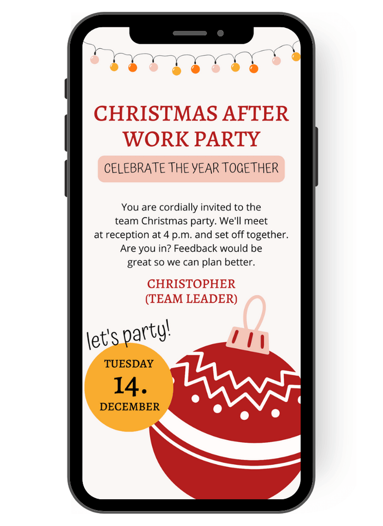 after work - business - invitation - company party - mulled wine - hot chocolate - party - red - christmas - christmas flyer - christmas party - christmas ball en