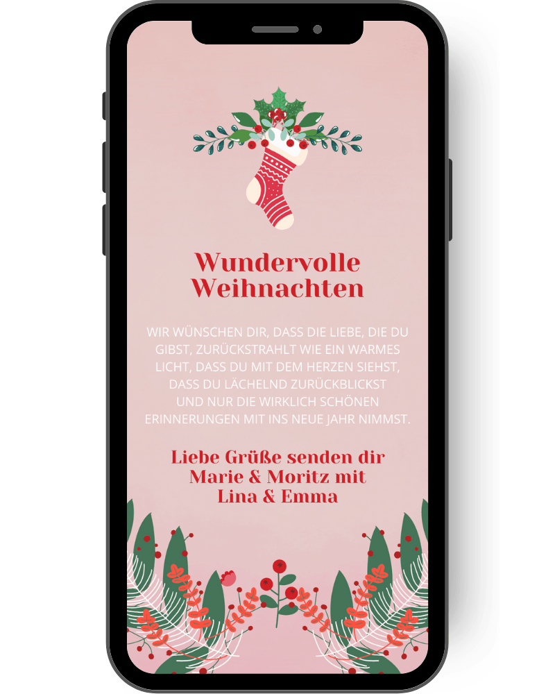 Romantische Weihnachtskarte Mit Vers - 'Frohe Weihnachten' Karte Für Sie & Ihn, Inkl. Umschlag