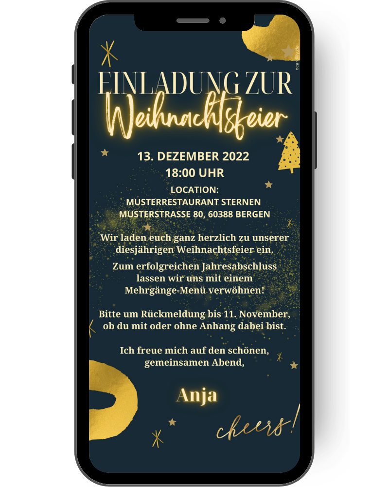 Vorlage für deine Business Einladung zur Weihnachtsfeier digital eCARDILLY