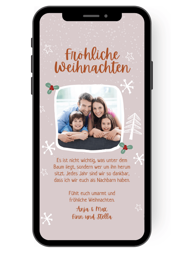 braun - frohe weihnachten - mit foto - saisonell - stern - sterne - tannenbaum - weihnachten - weihnachtsgrüße - weihnachtskarte - weihnachtskarte mit foto - weihnachtspost de