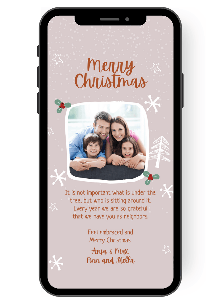 brown - merry christmas - with photo - seasonal - star - stars - fir tree - christmas - christmas greetings - christmas card - christmas card with photo - christmas mail en