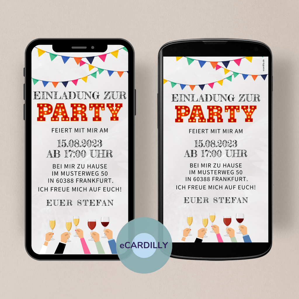 papierlose Einladung zu deiner Party - Partylights - paperless - digital - Einladung - Geburtstag 