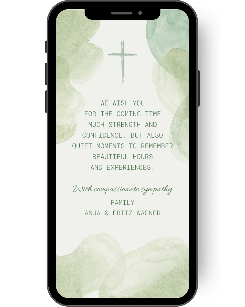 eCard - Funeral card in green - condolences - cross - greens en