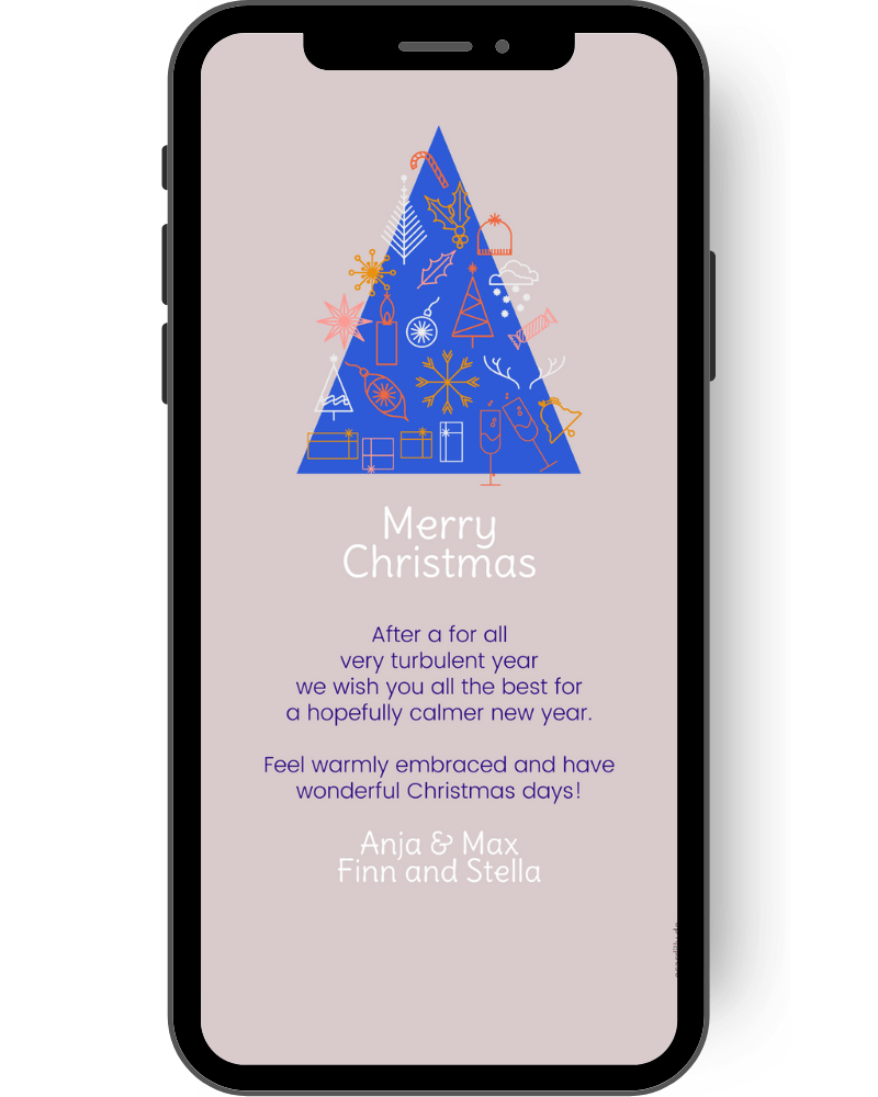 merry christmas - modern - purist - pink - simple - fir tree - christmas - christmas celebration - christmas greetings - christmas card - christmas mail en
