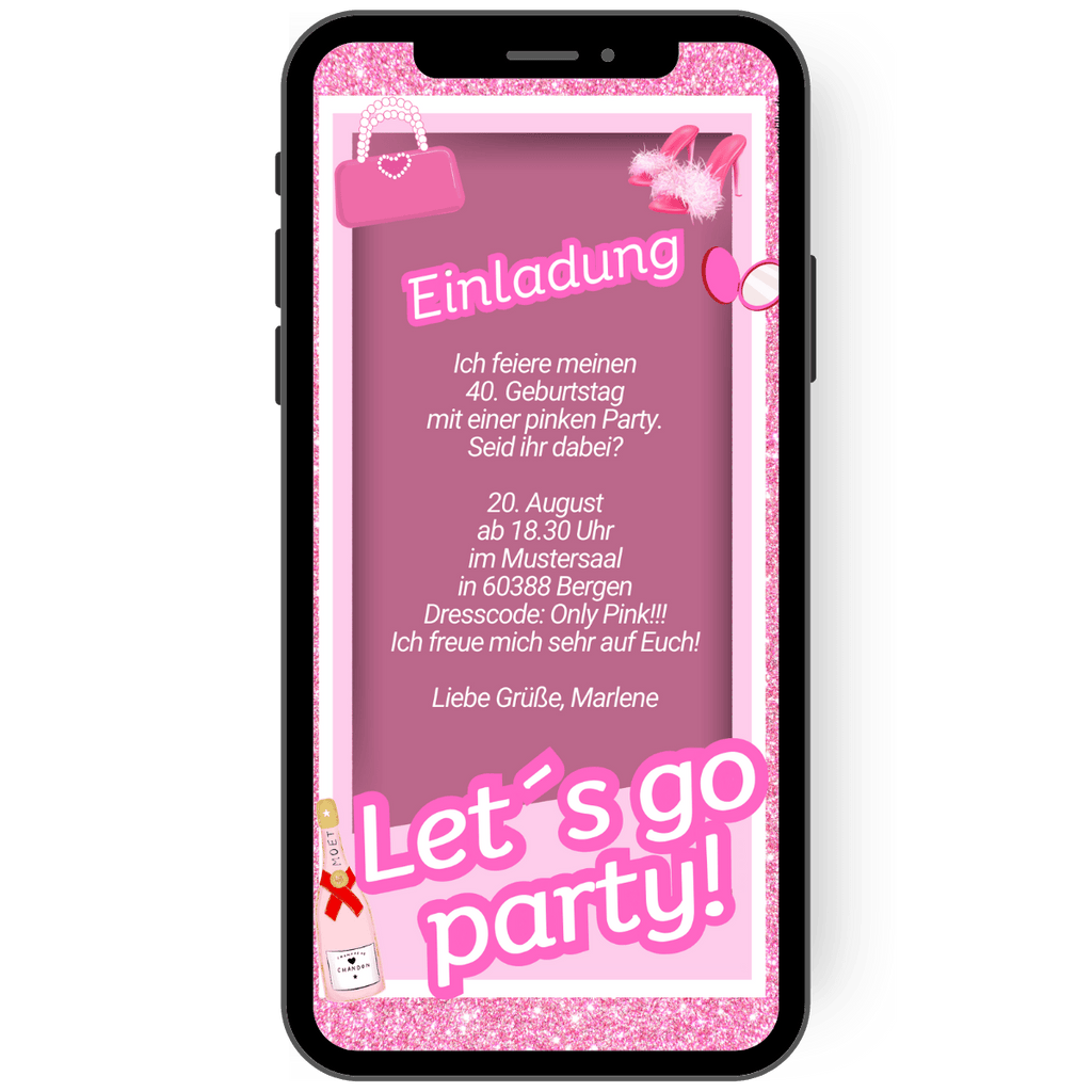 Ultimative Pinke Party Einladung zum Geburtstag