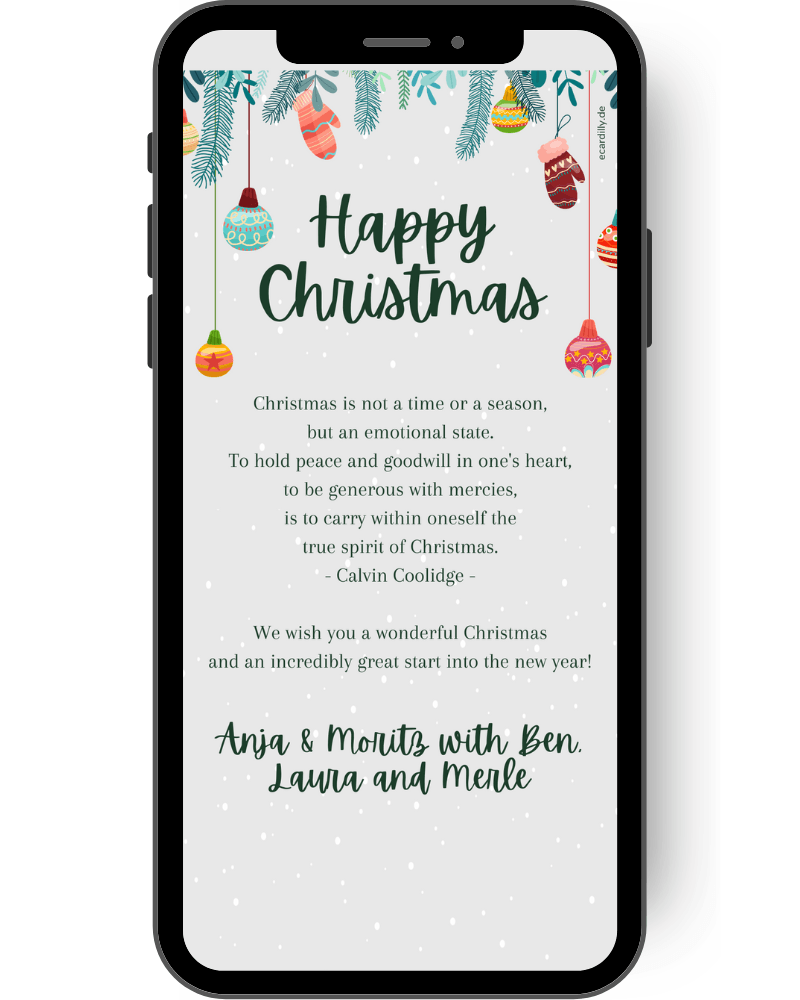 Christmas card with candy cane and colorful balls, in the background is a snow flurry. Digital card as Christmas card, Christmas greetings, snowflake, snow, branches, candy cane in modern colors en