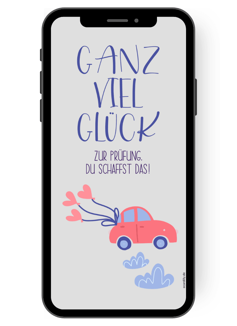 Viel Glück zur Prüfung, Führerscheinprüfung, Fahrerprüfung als eCard